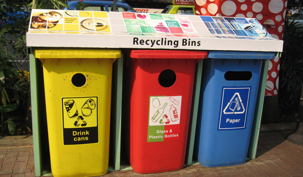 recycling bins