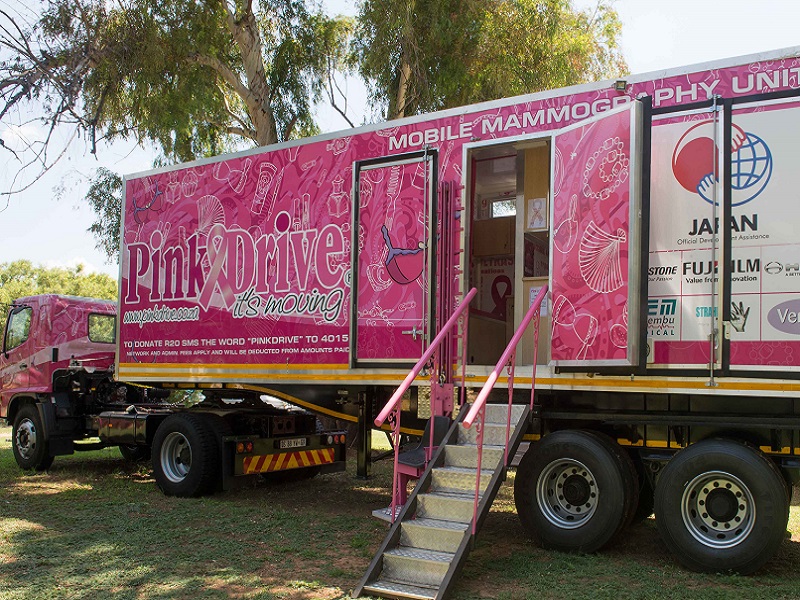 breast cancer pinkdrive truck