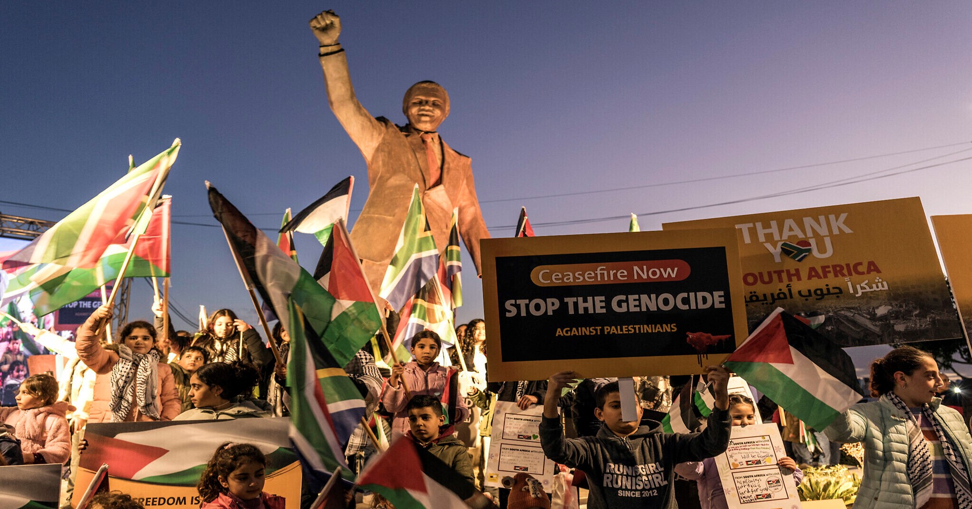 Image: Supplied. Thousands of Palestinians gather at Mandela Square in Ramallah, 11th January 2024.